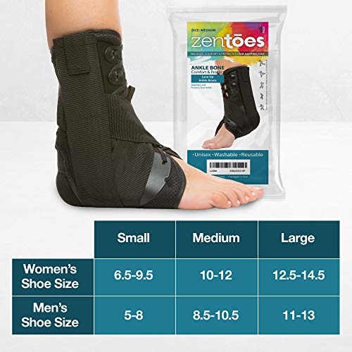 ZenToes Lace Up Ankle Brace for Women and Men, Adjustable Compression Straps,...