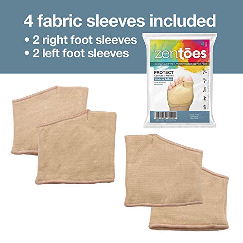 ZenToes Metatarsal Pads for Women and Men - 4 Pack Ball of Foot Cushions (Beige)