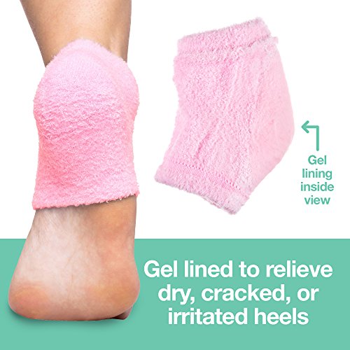 ZenToes Moisturizing Heel Socks 2 Pairs Gel Lined Fuzzy Toeless Spa Socks to ...