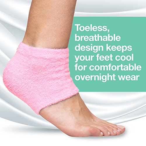 ZenToes Moisturizing Heel Socks 2 Pairs Gel Lined Fuzzy Toeless Spa Socks to ...