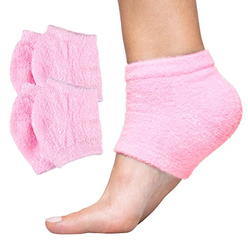 ZenToes Moisturizing Heel Socks 2 Pairs Gel Lined Fuzzy Toeless Spa Socks to ...