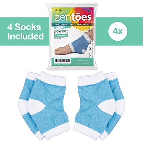 ZenToes Moisturizing Heel Socks 2 Pairs Gel Lined Toeless Spa Socks to Heal a...