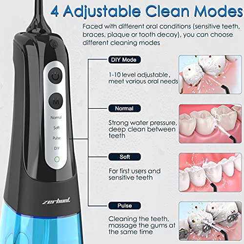 Water Flosser Cordless Teeth Cleaner, Dental Oral Irrigator with DIY Mode, Re...