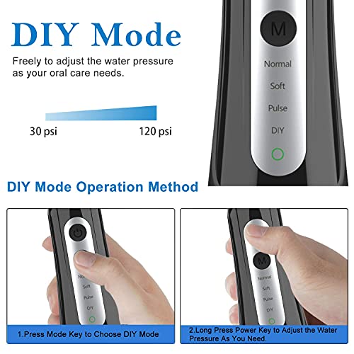 Water Flosser Cordless Teeth Cleaner, Dental Oral Irrigator with DIY Mode, Re...