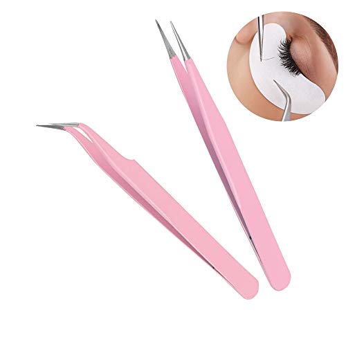 ZeroZ 2 Pcs Stainless Steel Tweezers for Eyelash Extensions Precision Electro...