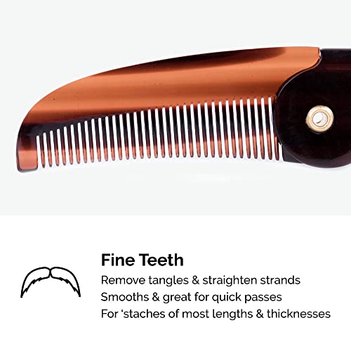 ZEUS Folding Mustache Comb, Handmade Saw-Cut Best Moustache Pocket Comb - (Tr...