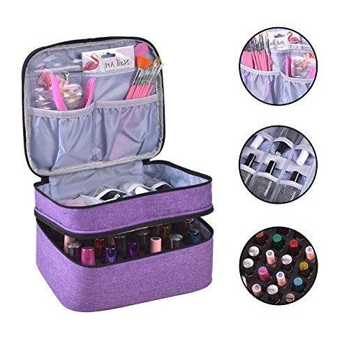 ZFZGFRCS Portable Nail Polish Carrying Case - Holds 30 Bottles,with Handles ,...