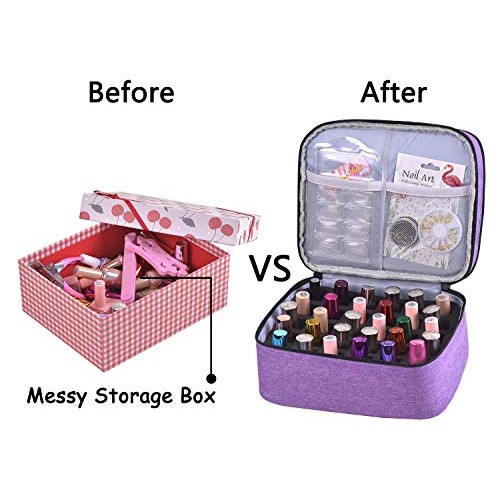ZFZGFRCS Portable Nail Polish Carrying Case - Holds 30 Bottles,with Handles ,...