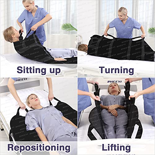 ZHEEYI Bed Positioning Pad with Reinforced Handles 48" x 40" Lifting Turning ...
