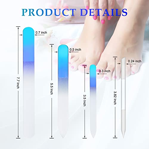 4 Pcs Manicure Pedicure Glass Nail File Set Glass Files and Cuticle Trimmer D...