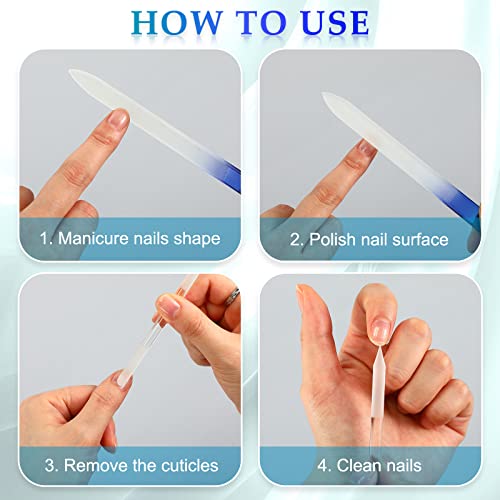 4 Pcs Manicure Pedicure Glass Nail File Set Glass Files and Cuticle Trimmer D...