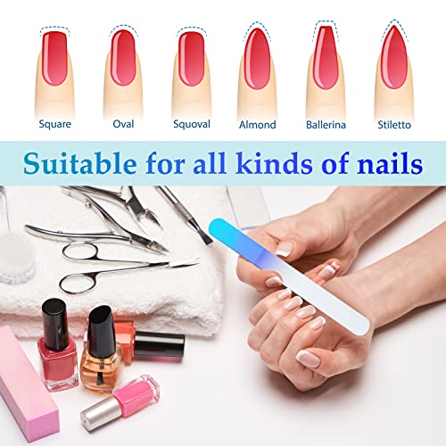 4 Pcs Manicure Pedicure Glass Nail File Set Glass Files and Cuticle Trimmer D...