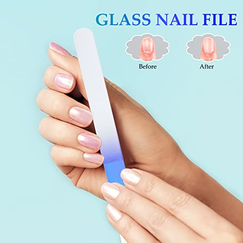 4 Pcs Manicure Pedicure Glass Nail File Set Glass Files and Cuticle Trimmer D...