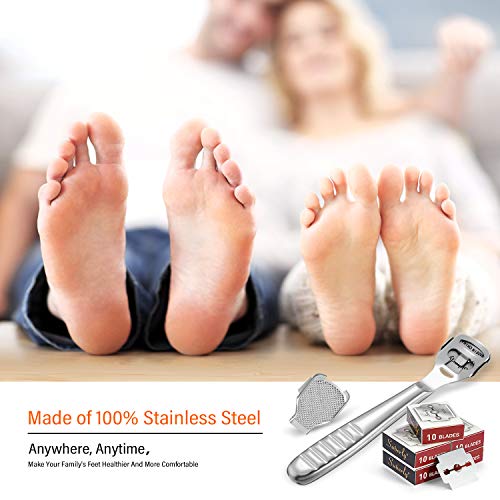 52 Pieces Callus Shaver Set, 50 Replacement Slices Blades 1 Stainless Steel C...
