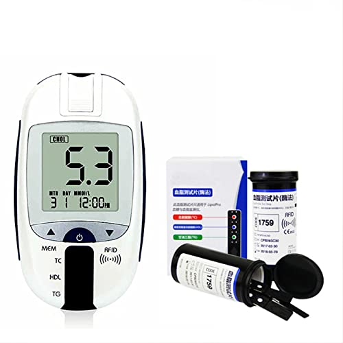 ZHIERPIUS Blood Sugar Test Kit, 5-in-1 Lipid Analyzer Portable Total Choleste...