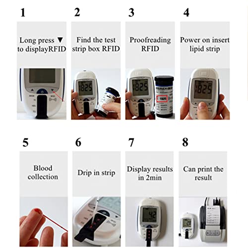 ZHIERPIUS Blood Sugar Test Kit, 5-in-1 Lipid Analyzer Portable Total Choleste...