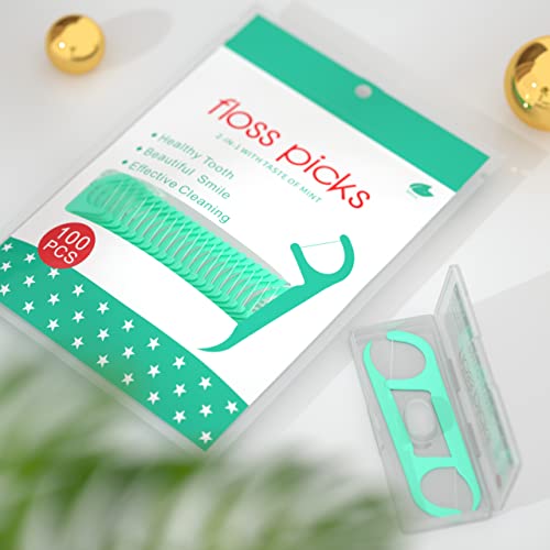 Mint Dental Floss Picks,Tooth Picks Flossers 400 Count with a Portable Travel...