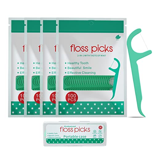 Mint Dental Floss Picks,Tooth Picks Flossers 400 Count with a Portable Travel...