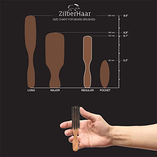 Beard Brush by ZilberHaar - Stiff Boar Bristles - Beard Grooming Brush for Me...