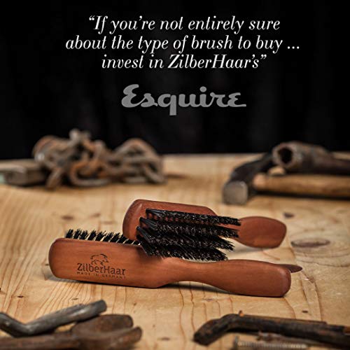 Beard Brush by ZilberHaar - Stiff Boar Bristles - Beard Grooming Brush for Me...