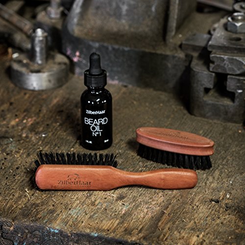 Beard Brush by ZilberHaar - Stiff Boar Bristles - Beard Grooming Brush for Me...