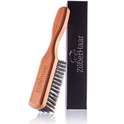 Beard Brush by ZilberHaar - Stiff Boar Bristles - Beard Grooming Brush for Me...
