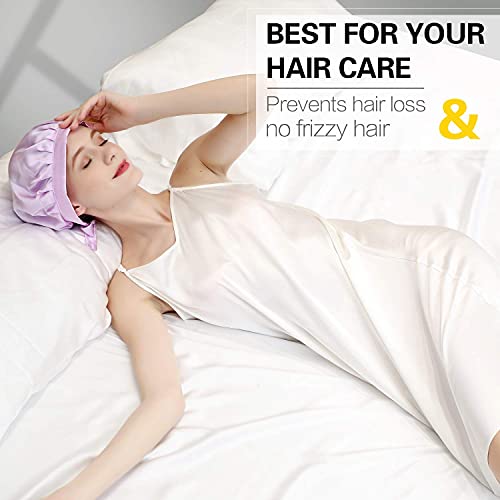 ZIMASILK 100% Mulberry Silk Sleep Cap for Women Hair Care,Natural 19 Momme Si...
