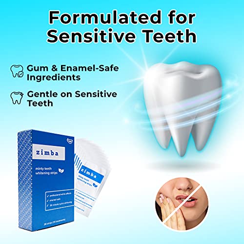 Zimba Teeth Whitening Strips, 28 Non-Sensitive White Strips Teeth Whitener fo...