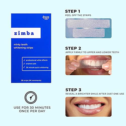 Zimba Teeth Whitening Strips, 28 Non-Sensitive White Strips Teeth Whitener fo...