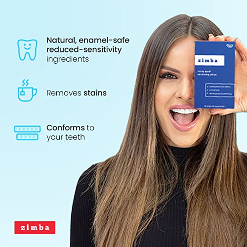 Zimba Teeth Whitening Strips - Vegan Stain Remover White Strips - Hydrogen Pe...