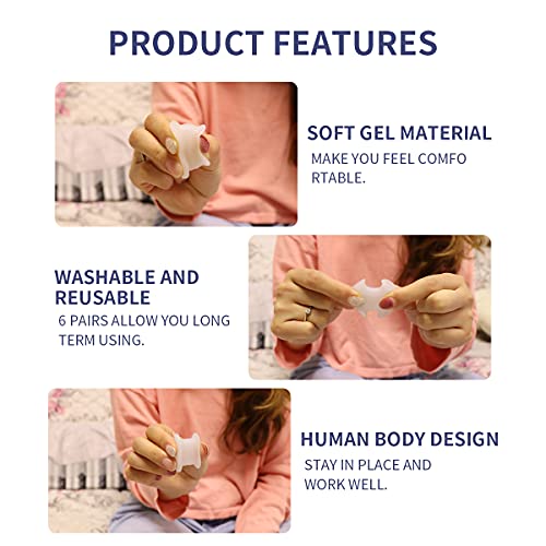 Zinyakon Silicone Toe Separators, 12 Packs of Gel Toe Spacers for Men and Wom...