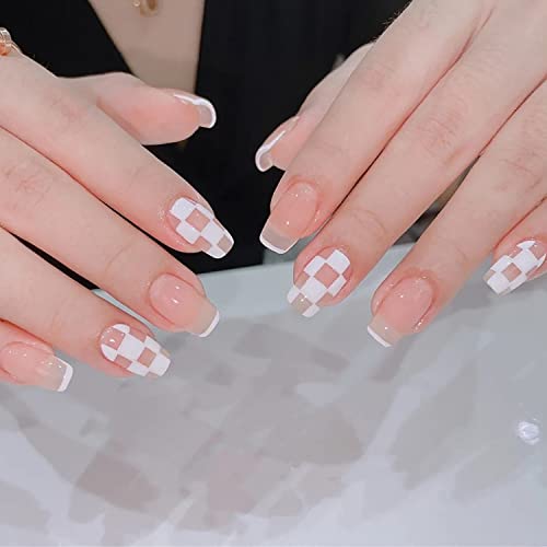 6 Sheets Plaid Nail Art Stickers 3D Self Adhesive Color Checkerboard Love Hea...