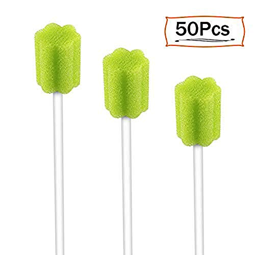 ZIZNBA (50 Pack) Disposable Oral Swabs, Sterile Dental Sponge Swabsticks Unfl...