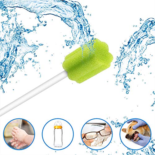 ZIZNBA (50 Pack) Disposable Oral Swabs, Sterile Dental Sponge Swabsticks Unfl...