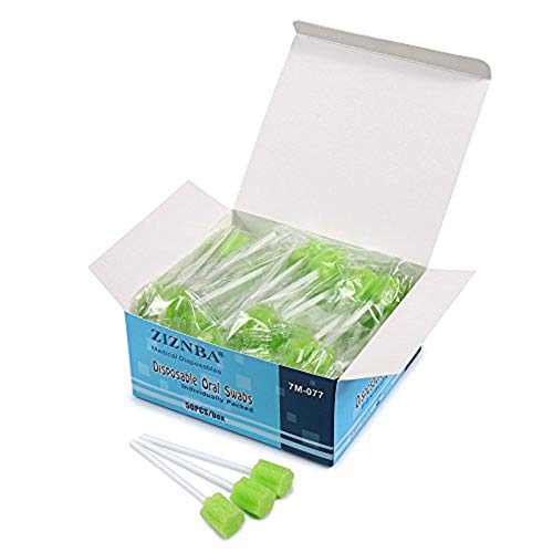 ZIZNBA (50 Pack) Disposable Oral Swabs, Sterile Dental Sponge Swabsticks Unfl...