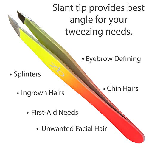 Zizzili Basics Tweezers - Limited Edition Sherbet Ombre Slant Tip - Best Twee...