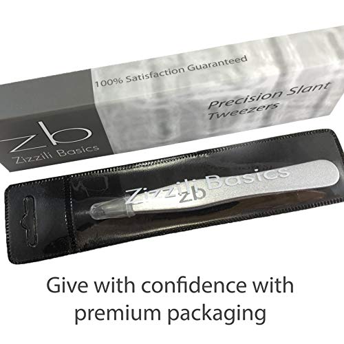 Zizzili Basics Tweezers - Surgical Grade Stainless Steel - Slant Tip for Expe...