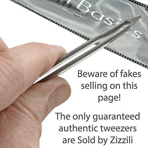 Zizzili Basics Tweezers - Surgical Grade Stainless Steel - Slant Tip for Expe...