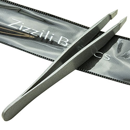 Zizzili Basics Tweezers - Surgical Grade Stainless Steel - Slant Tip for Expe...