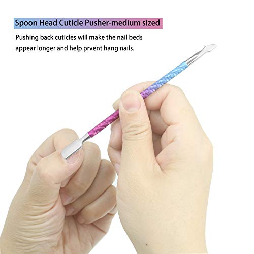 ZIZZON Cuticle Pusher Stainless Steel Cuticle Peeler Scraper Gel Nail Polish ...