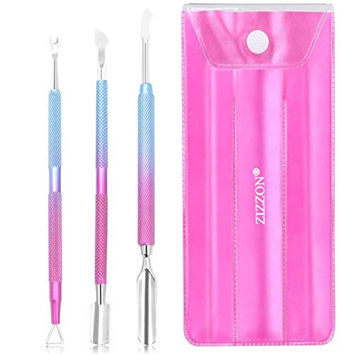 ZIZZON Cuticle Pusher Stainless Steel Cuticle Peeler Scraper Gel Nail Polish ...
