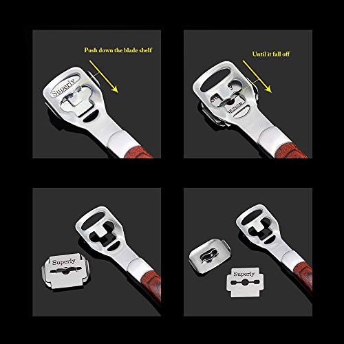 ZIZZON Foot Care Pedicure Callus Shaver Hard Skin Remover Wood Handle 10 Blad...