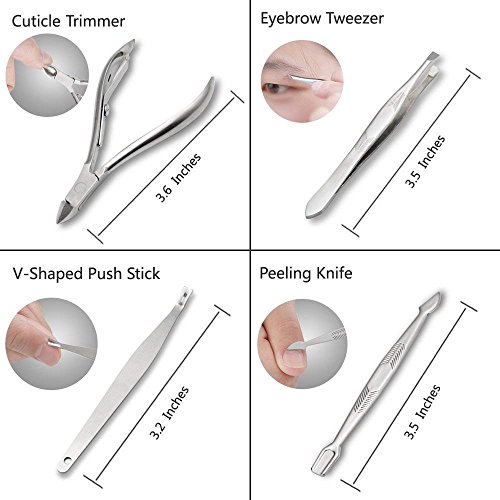 ZIZZON Manicure, Pedicure Kit, Nail Clippers Set of 12Pcs, Professional Groom...
