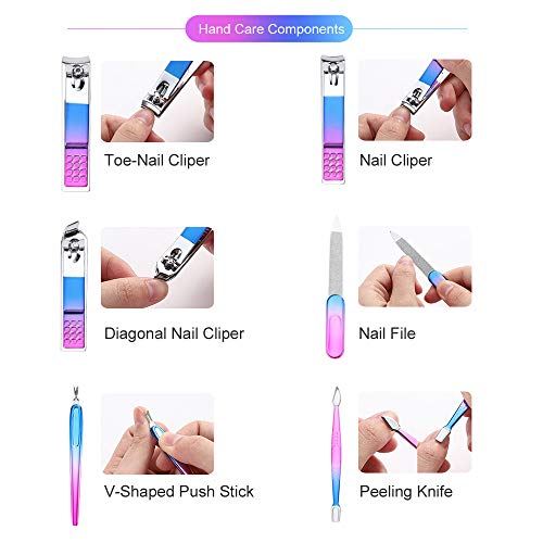 ZIZZON Manicure set Pedicure kit Nail Care Grooming tool with Zipper Travel C...