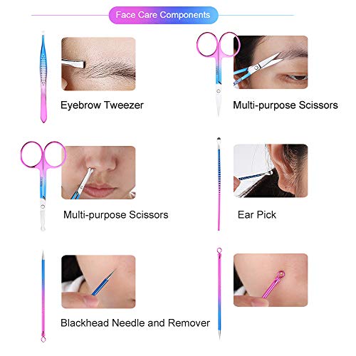 ZIZZON Manicure set Pedicure kit Nail Care Grooming tool with Zipper Travel C...