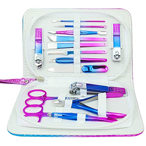 ZIZZON Manicure set Pedicure kit Nail Care Grooming tool with Zipper Travel C...