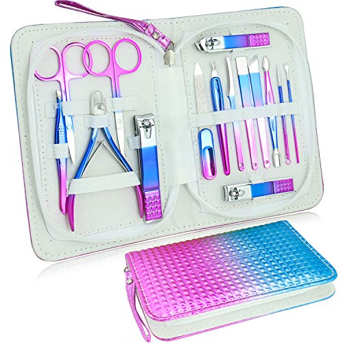 ZIZZON Manicure set Pedicure kit Nail Care Grooming tool with Zipper Travel C...
