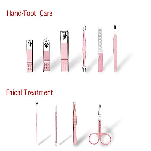 ZIZZON Travel Mini Manicure set Nail Clipper set 10 in 1 Stainless Steel Pedi...