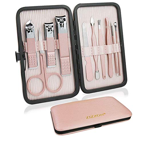 ZIZZON Travel Mini Manicure set Nail Clipper set 10 in 1 Stainless Steel Pedi...