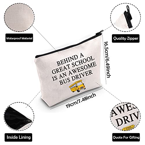 ZJXHPO Bus Driver Gift Bus Driver Appreciation Makeup Bag Behind a Great Scho...